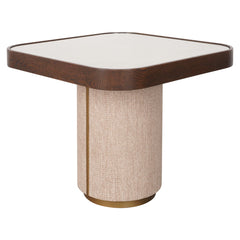 Richmond Interiors quadratischer Beistelltisch Willox mit Leinen und Glastop
