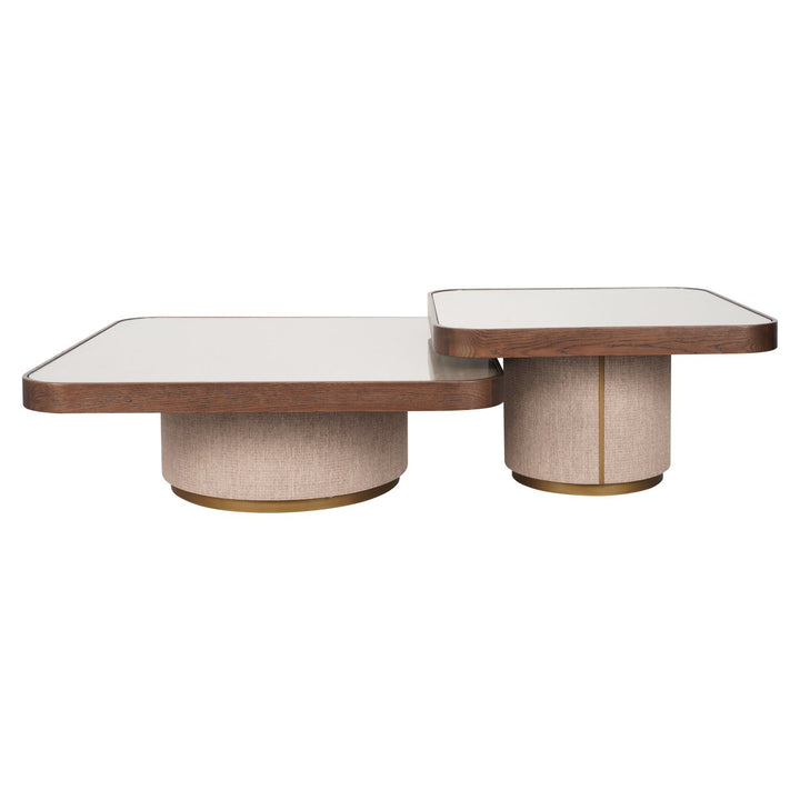 Richmond Interiors 2er Set quadratischer Couchtisch Willox mit Leinen und Glastop