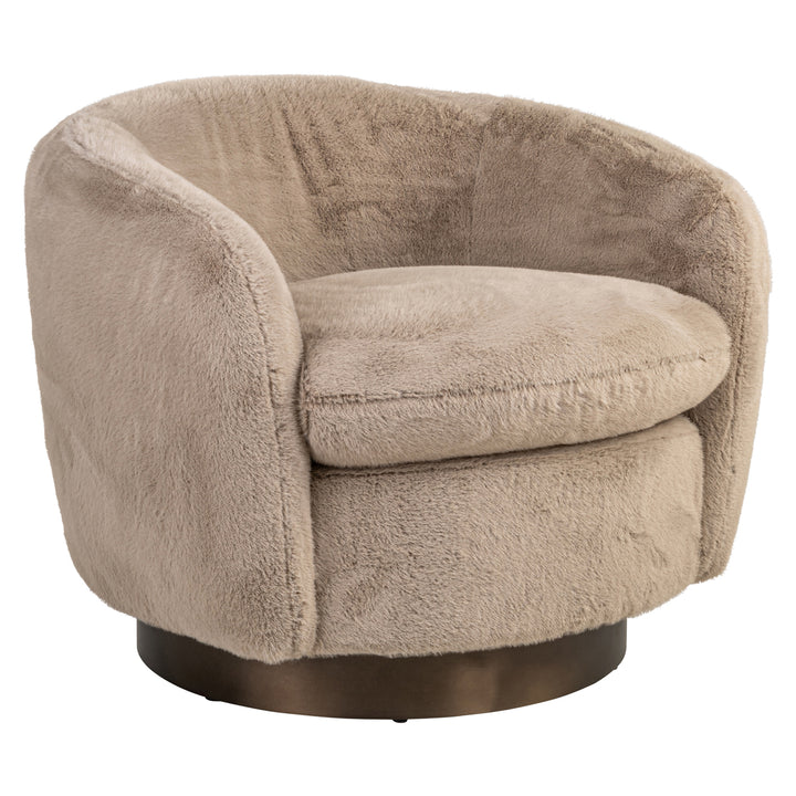 Richmond Interiors Faux Fur Drehsessel Colmar | Fluffy Khaki