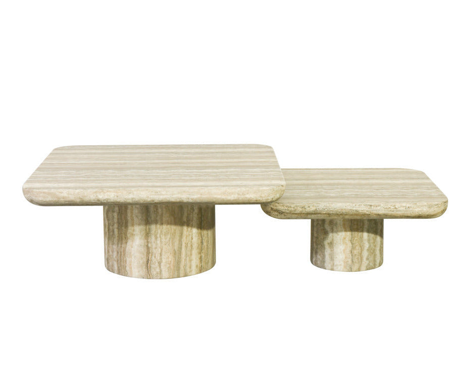 Richmond Interiors 2er Set Marmor Couchtisch Denizly | Grau