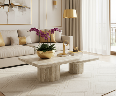 Richmond Interiors 2er Set Marmor Couchtisch Denizly | Grau