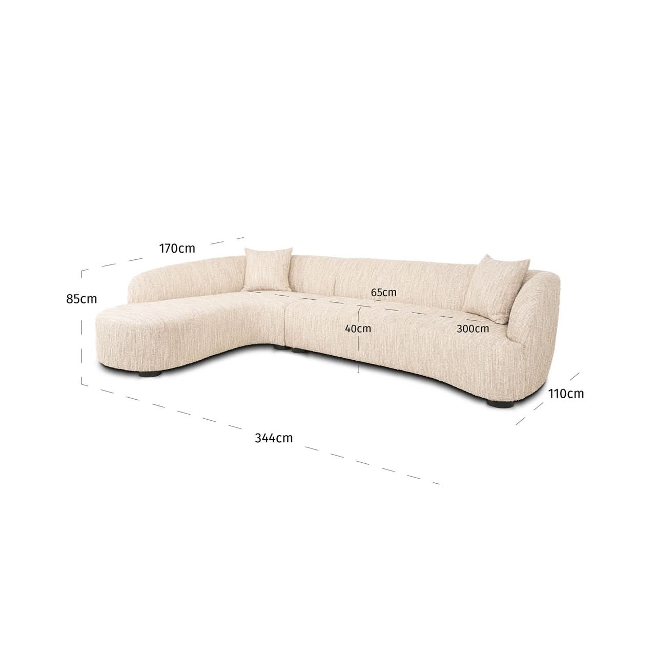 Richmond Interiors geschwungenes Ecksofa Pandora mit Lounge Links | Beige