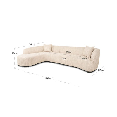 Richmond Interiors geschwungenes Ecksofa Pandora mit Lounge Links | Beige