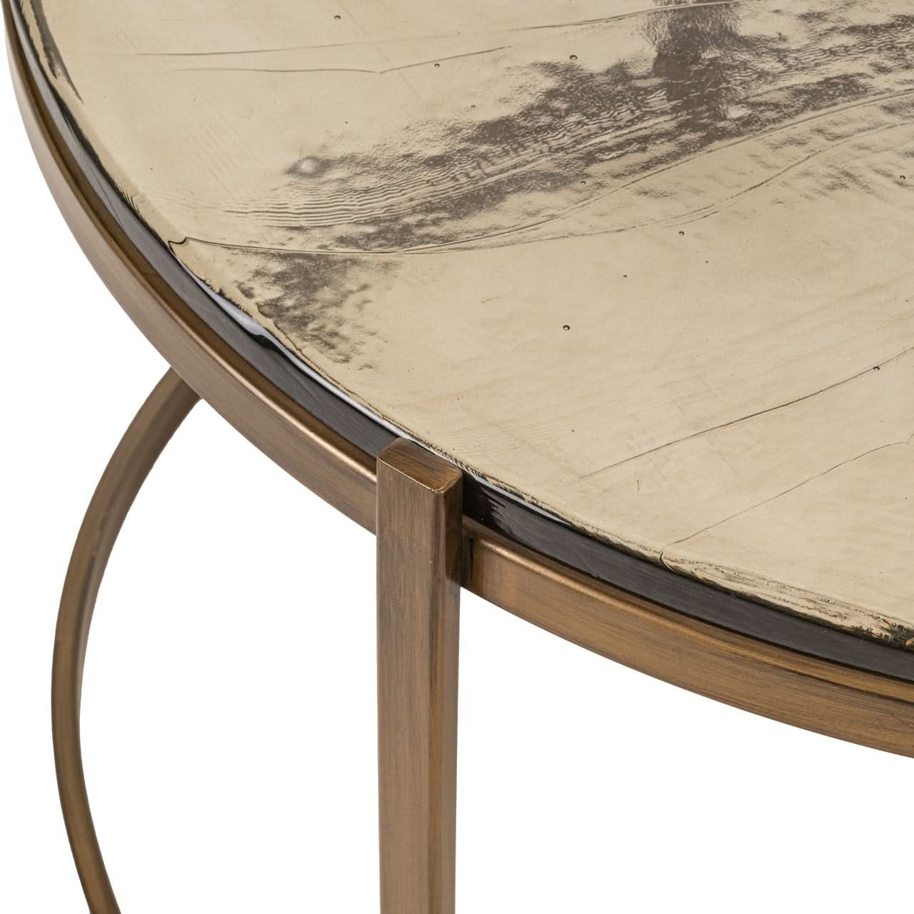 Richmond Interiors 2er Set Couchtisch Cleo aus Glas | Gebürstetes Gold