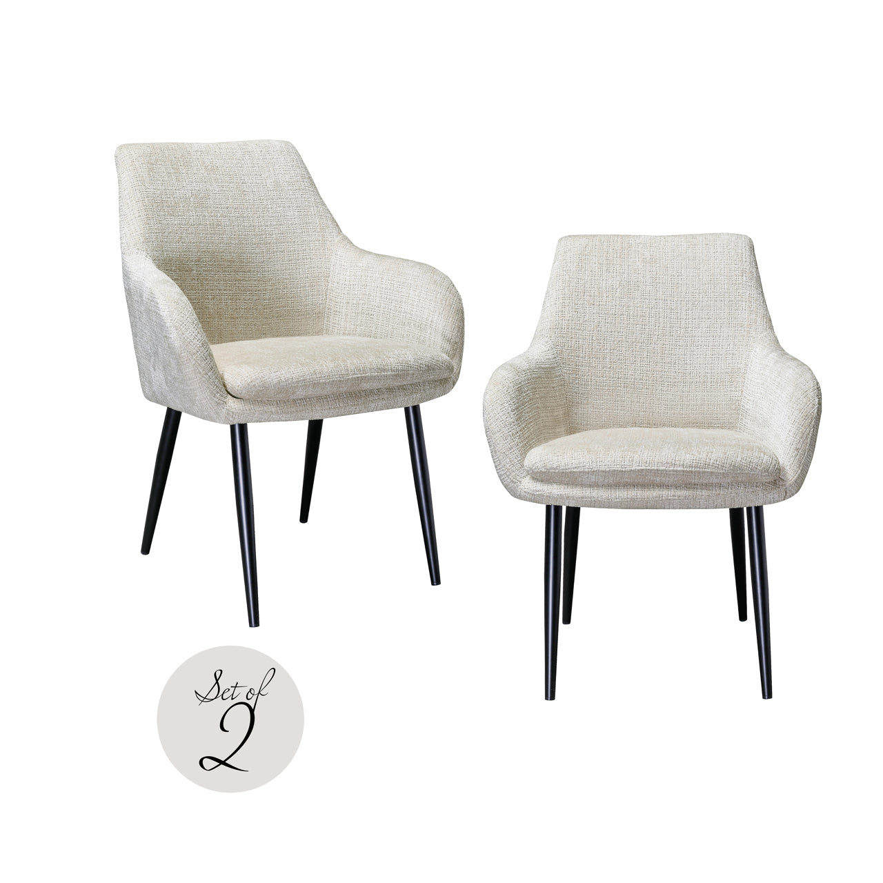 Richmond Interiors 2er Set Chenille-Esszimmerstuhl Chrissy | beige