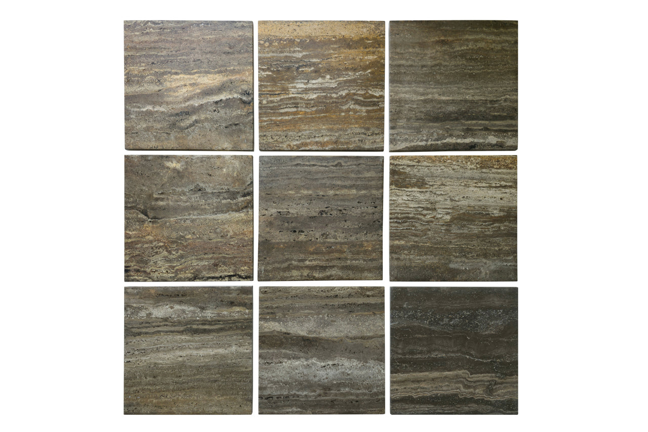 Richmond Interiors ovales Travertin TV-Lowboard Russo braun | 4-türig