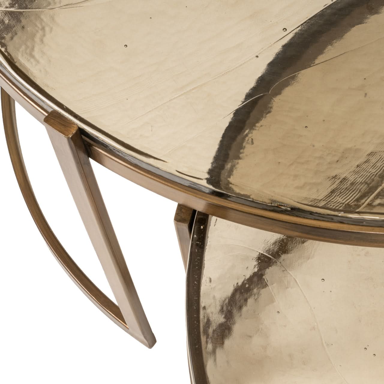 Richmond Interiors 2er Set Couchtisch Cleo aus Glas | Gebürstetes Gold