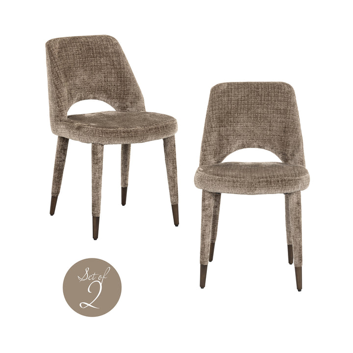 Richmond Interiors 2er Set Chenille-Esszimmerstuhl Cecilia | stone