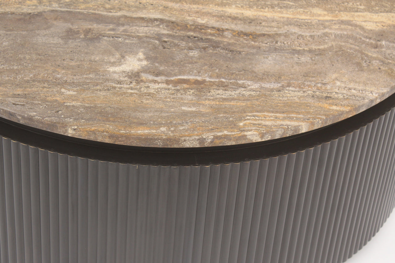 Richmond Interiors runder Travertin-Couchtisch Russo braun | ø 90 cm