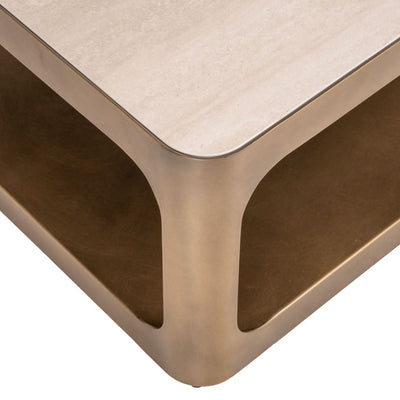 Richmond Interiors Couchtisch Claridge Brushed Gold | 130x80 cm