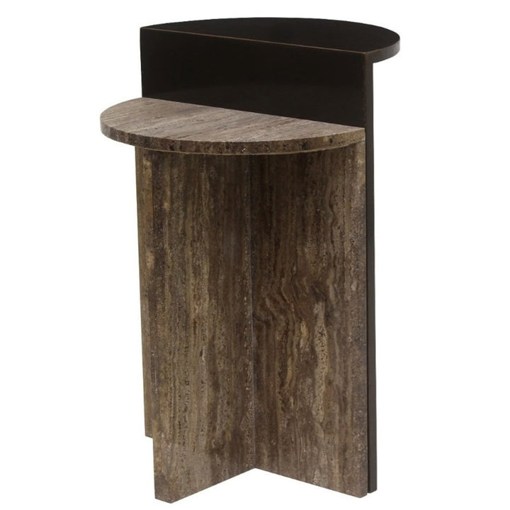 Richmond Interiors runder Travertin-Beistelltisch Russo braun | ø 40 cm