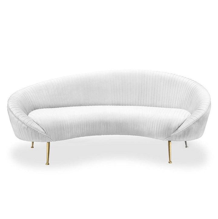 Abhika Rundes Samt-Sofa Kelly Plissee | Weiß