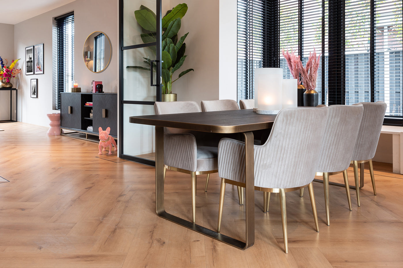 Richmond Interiors Runder Spiegel Maevy gold | ø 110 cm