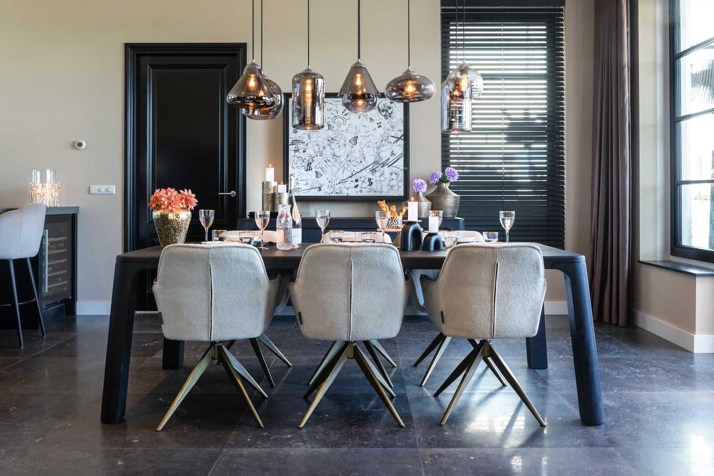 Richmond Interiors Chenille-Drehstuhl Aline | Weiß