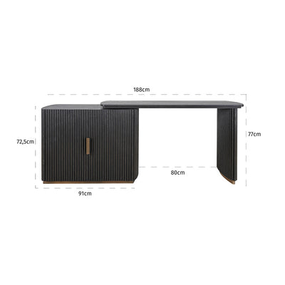 Richmond Interiors Schreibtisch Cambon 2-türig | dunkelbraun