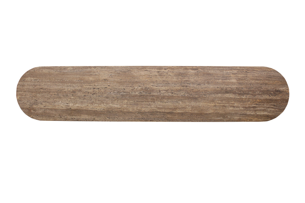 Richmond Interiors ovales Travertin TV-Lowboard Russo braun | 4-türig