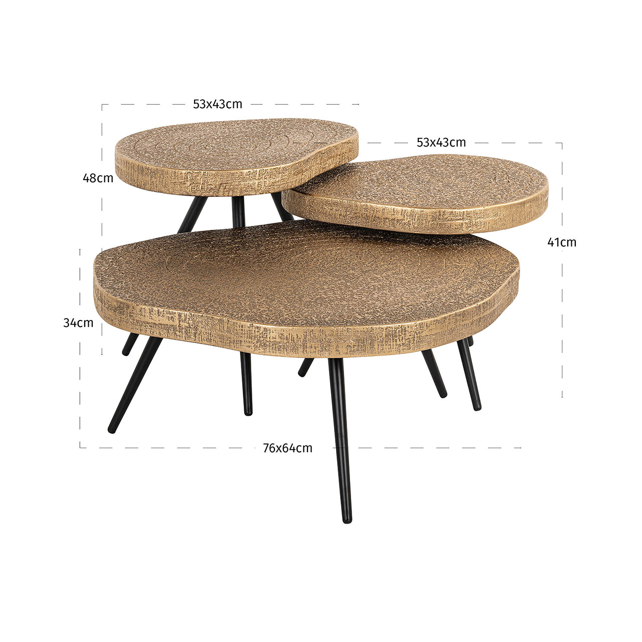 Richmond Interiors 3er Set Couchtisch Symba