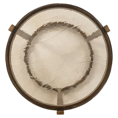 Richmond Interiors 2er Set Beistelltisch Cleo aus Glas | Gebürstetes Gold