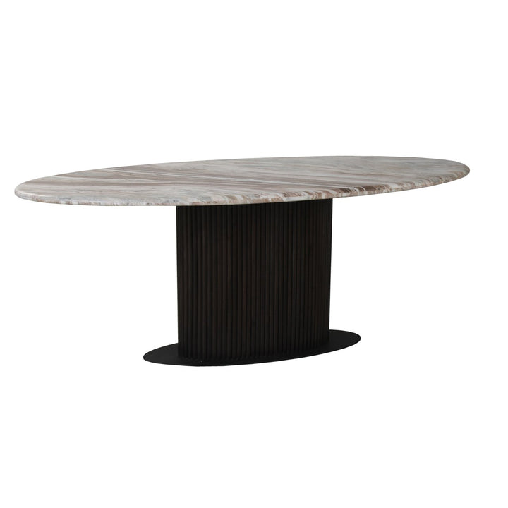 Richmond Interiors ovaler Marmor Esstisch Rashford dunkelbraun | 200x100 cm