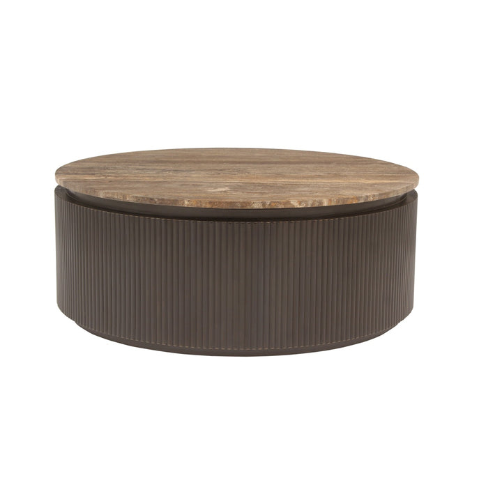 Richmond Interiors runder Travertin-Couchtisch Russo braun | ø 90 cm