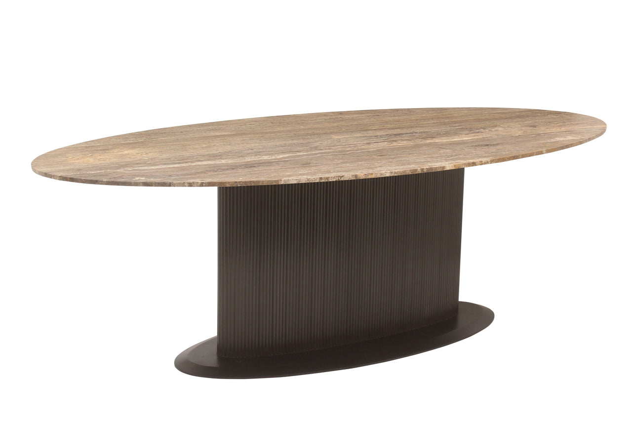 Richmond Interiors ovaler Travertin-Esstisch Russo braun | 235 cm
