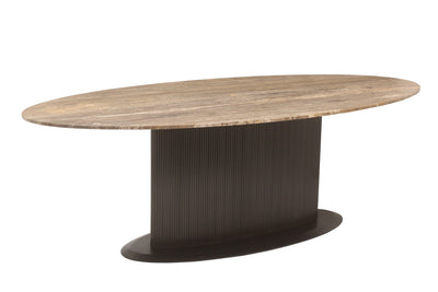 Richmond Interiors ovaler Travertin-Esstisch Russo braun | 235 cm