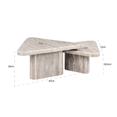 Richmond Interiors 2er Set Marmor-Couchtisch Dwayne | Sand