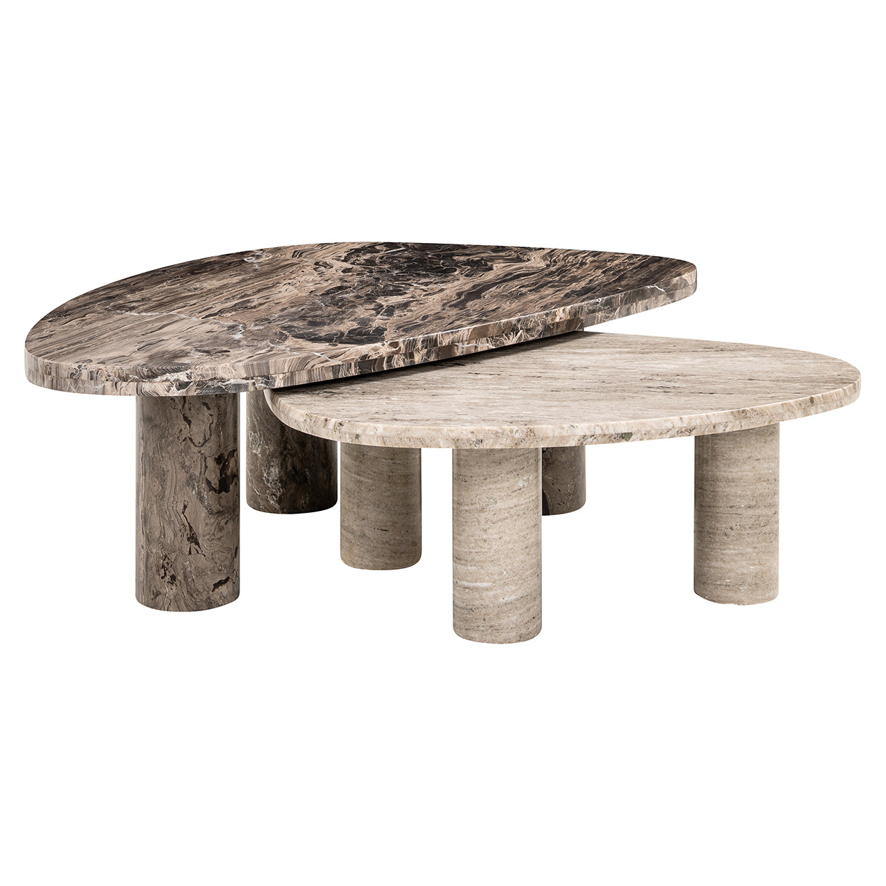 Richmond Interiors 2er Set Marmor-Couchtisch Nazario | Grau-Braun