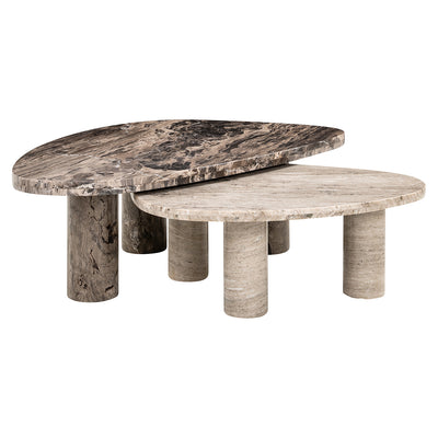 Richmond Interiors 2er Set Marmor-Couchtisch Nazario | Grau-Braun