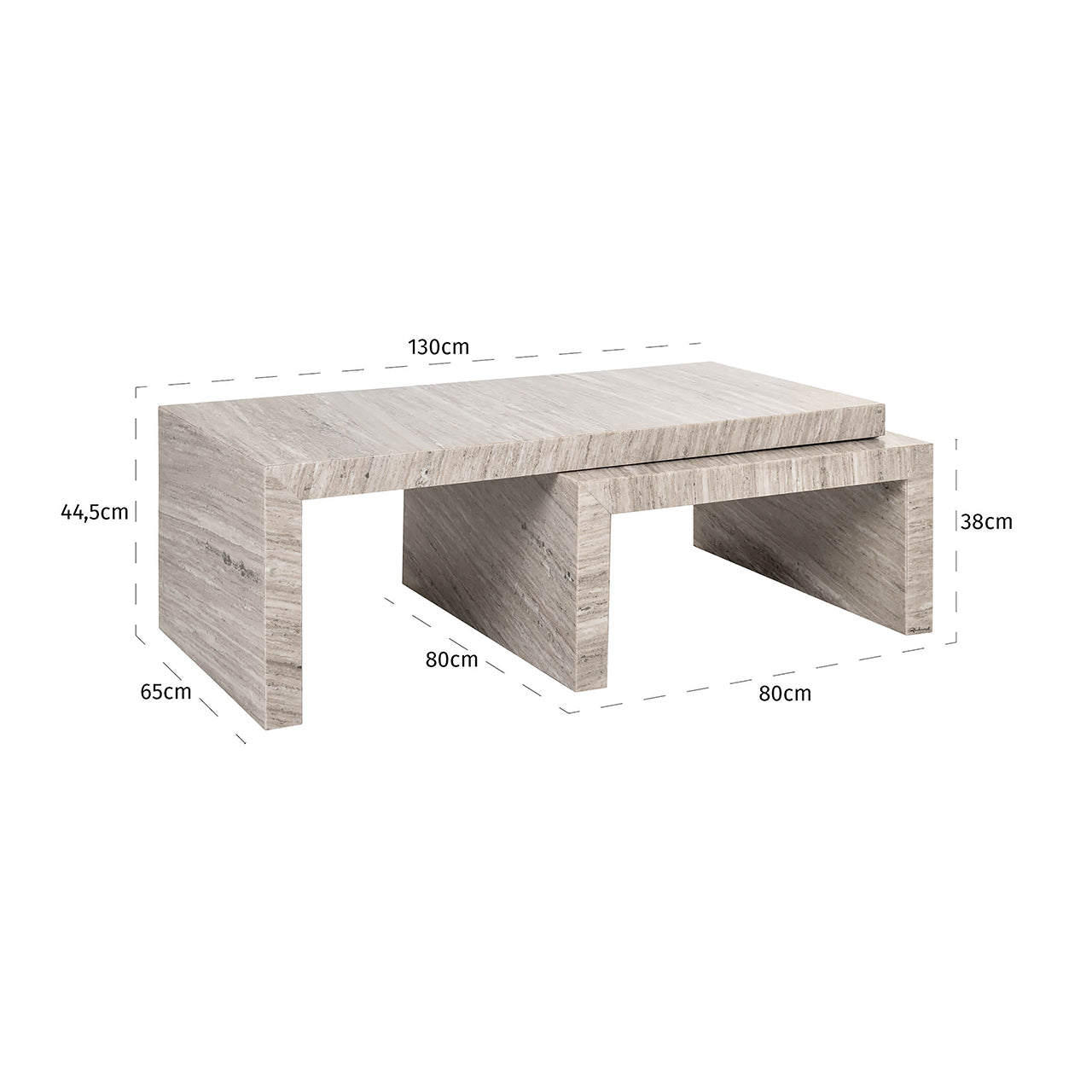 Richmond Interiors 2er Set Marmor-Couchtisch Novaz | Sand