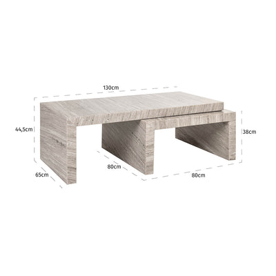 Richmond Interiors 2er Set Marmor-Couchtisch Novaz | Sand