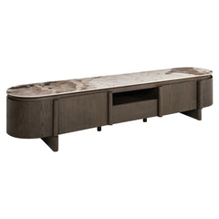 Richmond Interiors Meuble Bas TV Ovale Langford | Marron