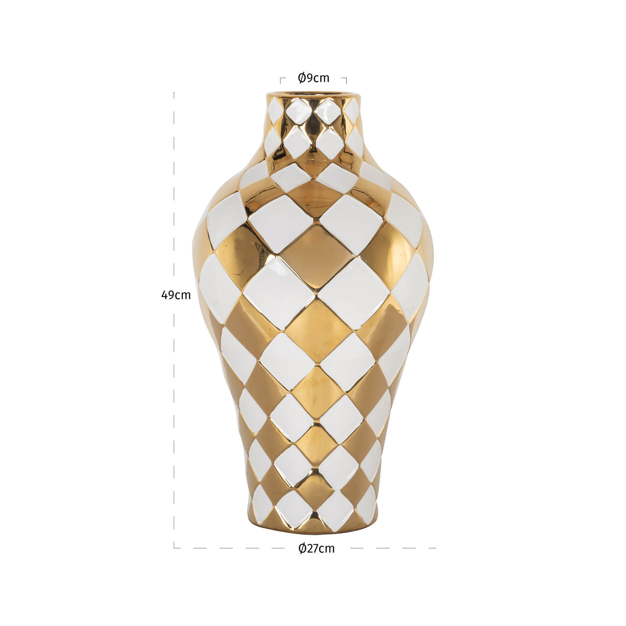 Richmond Interiors Vase Zilla Weiß-Gold | H 49 cm