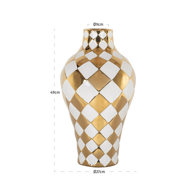 Richmond Interiors Vase Zilla Weiß-Gold | H 49 cm