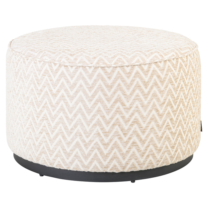 Richmond Interiors Pouf Rond Lexie Beige à Motif Zigzag | ø 70 cm