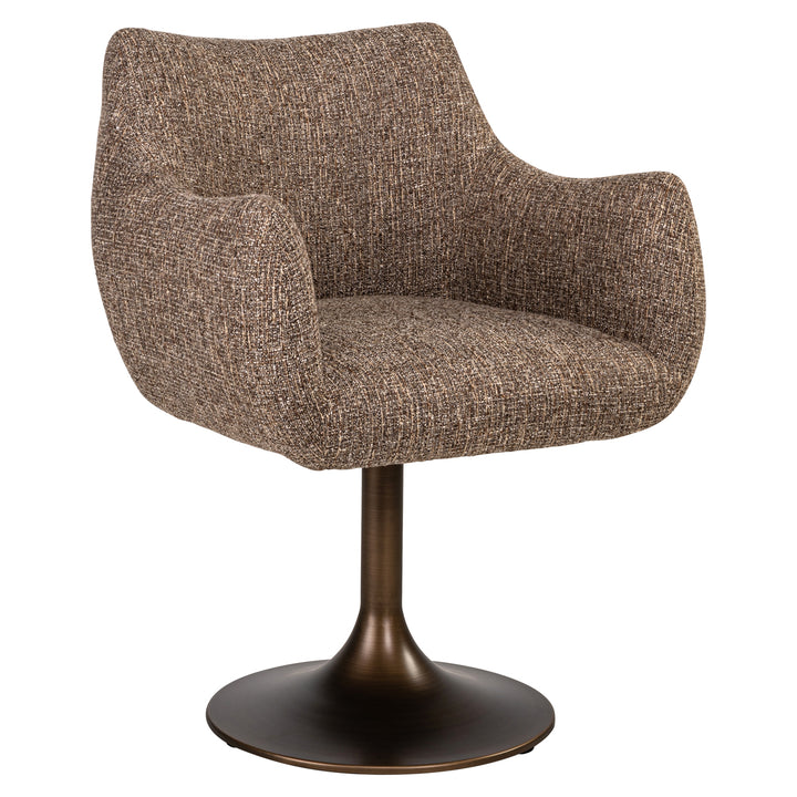 Richmond Interiors Drehbarer Tweed-Esszimmerstuhl Aldo | Braun