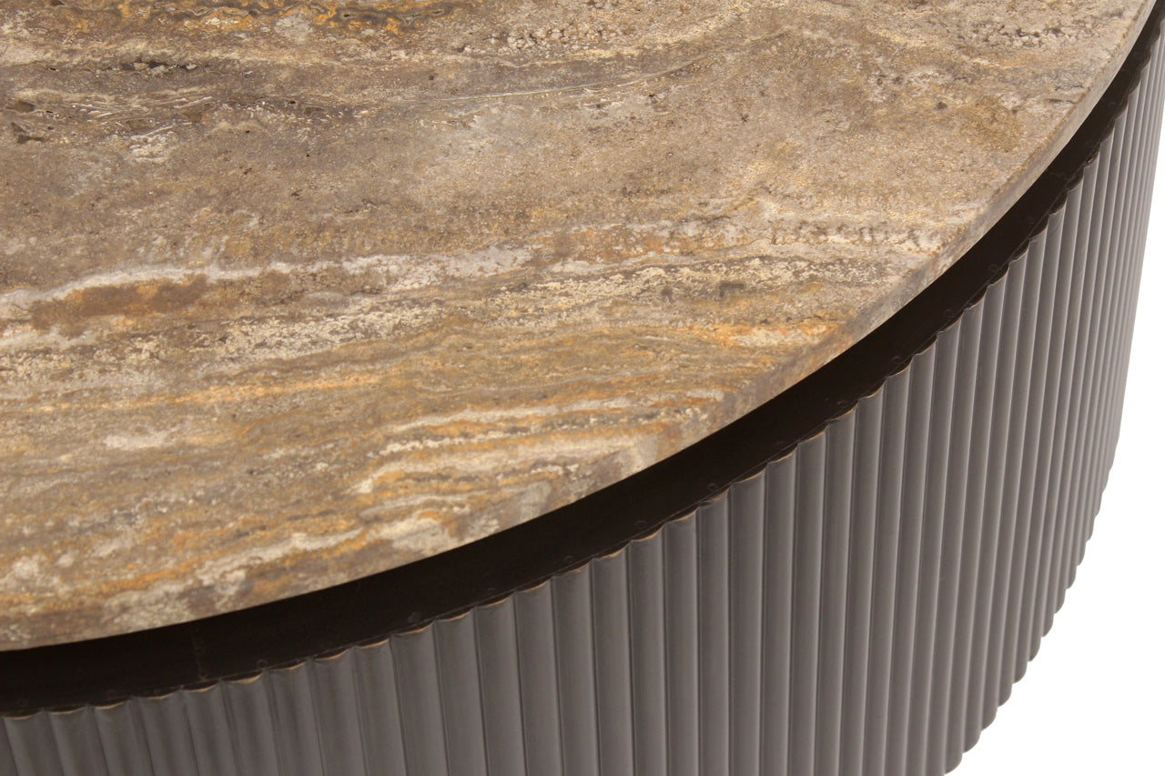 Richmond Interiors runder Travertin-Couchtisch Russo braun | ø 90 cm