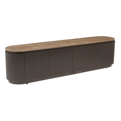Richmond Interiors oval travertine TV lowboard Russo brown | 4-door
