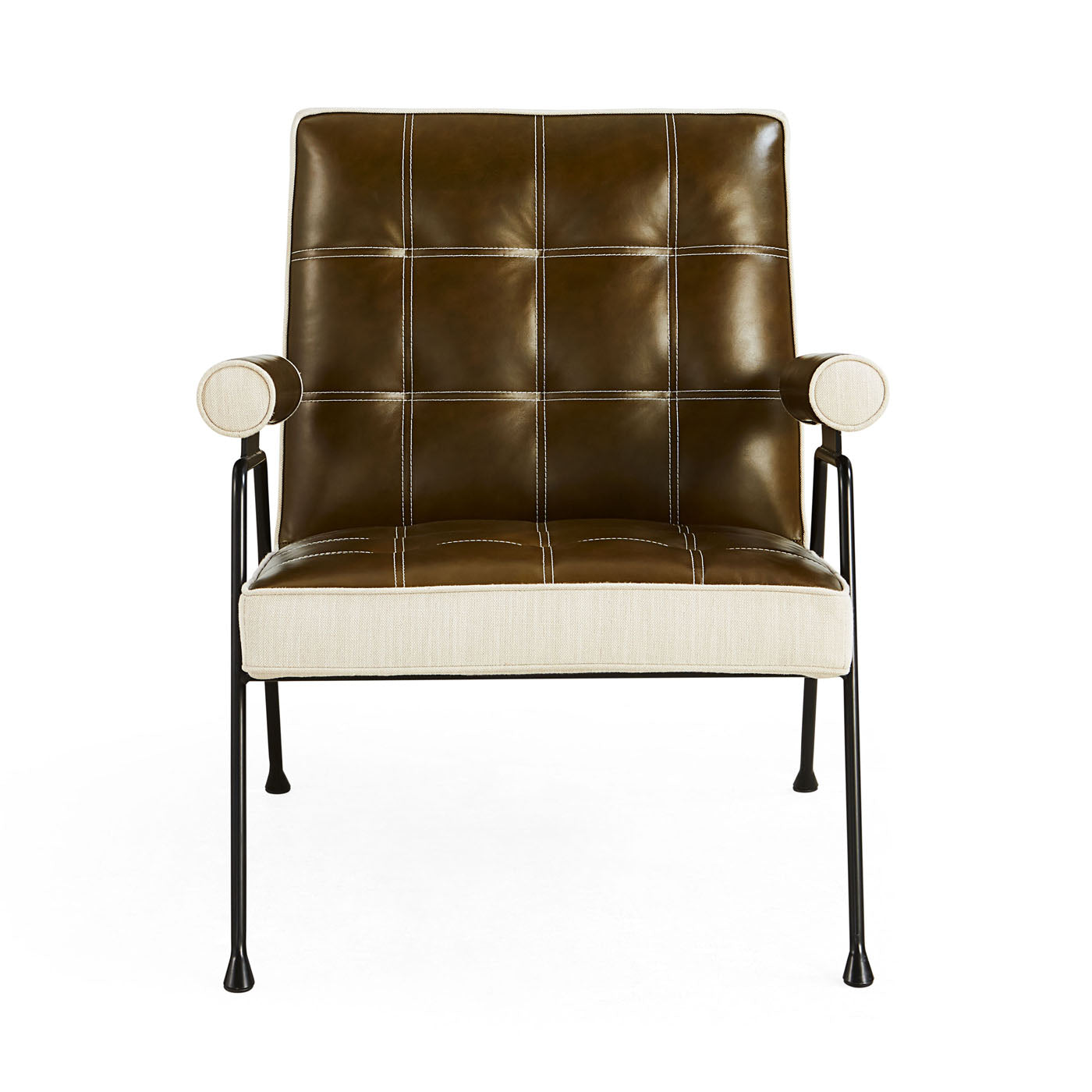 Jonathan Adler Leder Lounge-Sessel Belmondo | Olivgrün