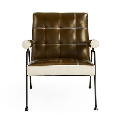 Jonathan Adler Leder Lounge-Sessel Belmondo | Olivgrün
