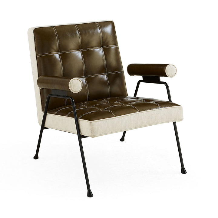 Jonathan Adler Leder Lounge-Sessel Belmondo | Olivgrün