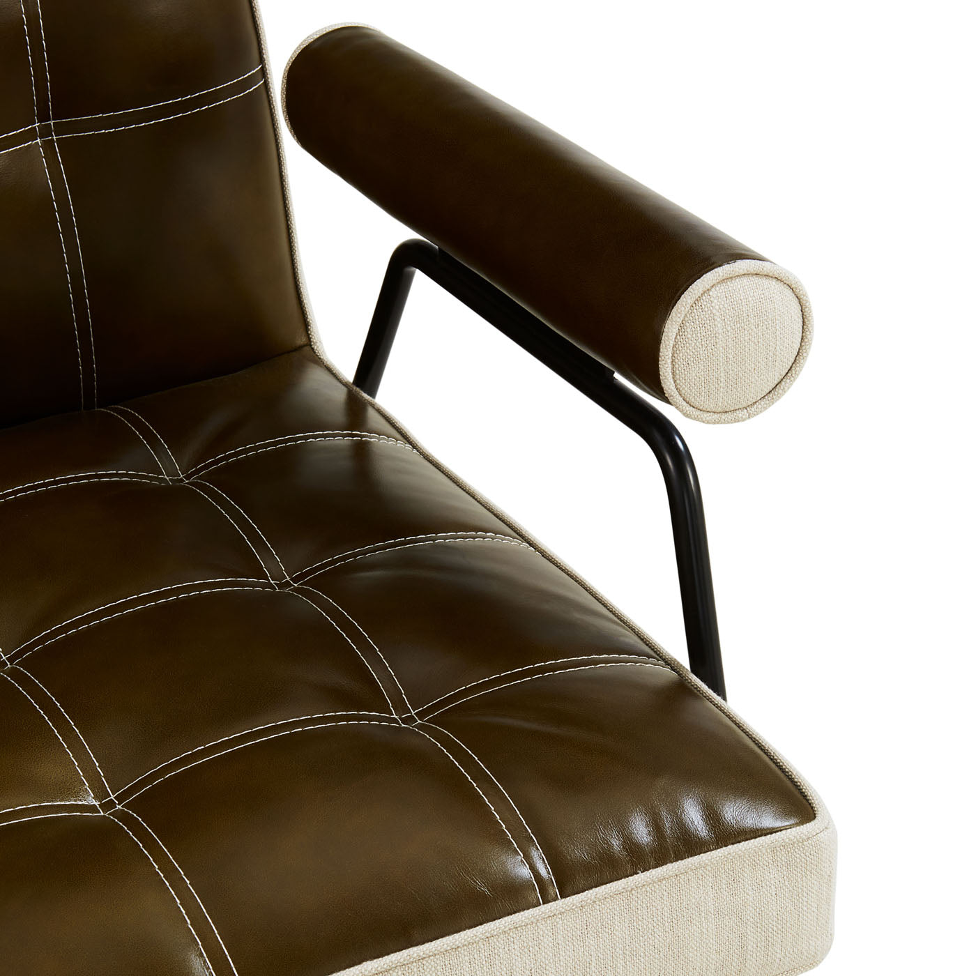 Jonathan Adler Leder Lounge-Sessel Belmondo | Olivgrün