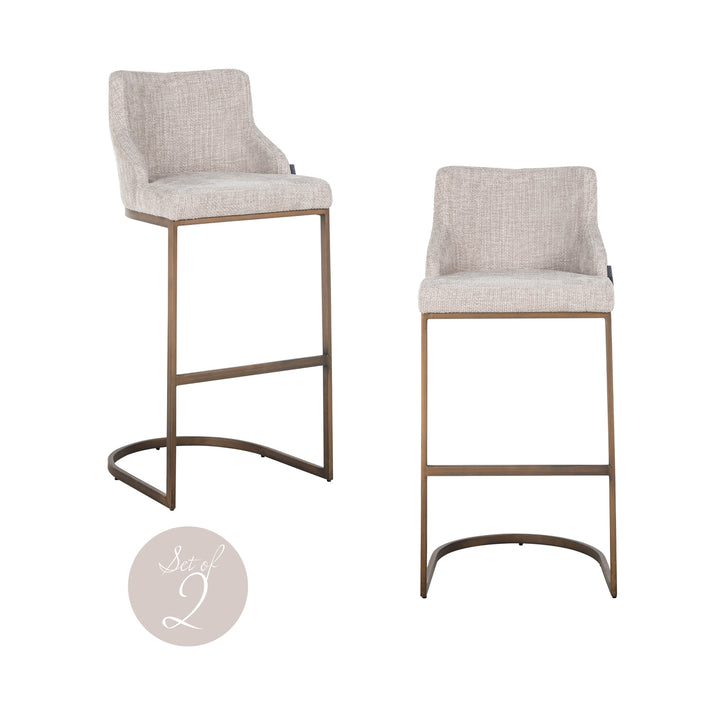 Richmond Interiors 2er Set Tweed-Barhocker Bolton | Natural