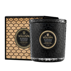 Voluspa 3-Docht Duftkerze Burning Woods | Luxe Candle 850 Gr.