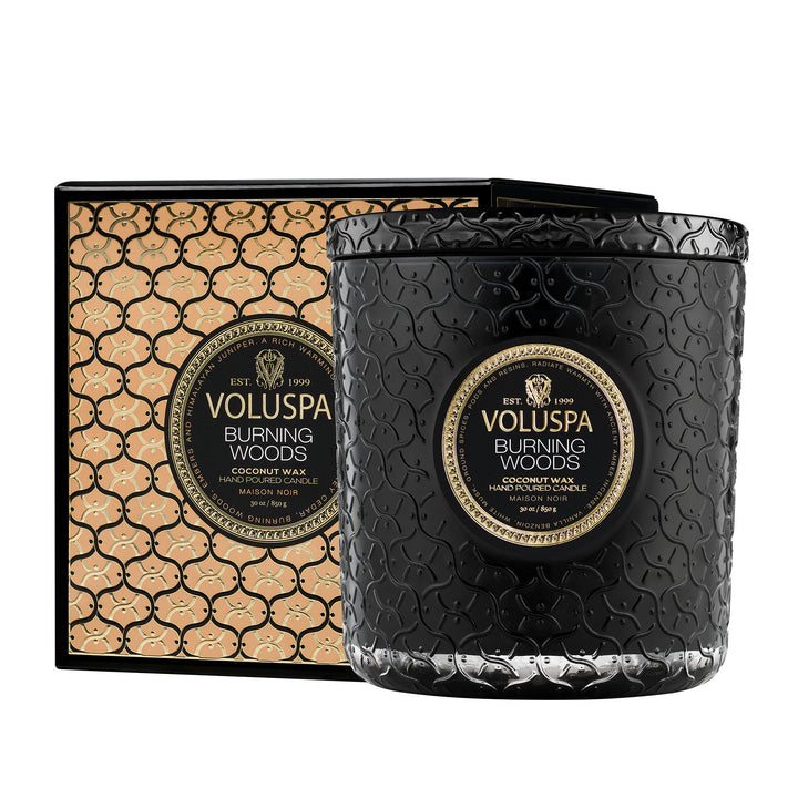 Voluspa 3-Docht Duftkerze Burning Woods | Luxe Candle 850 Gr.