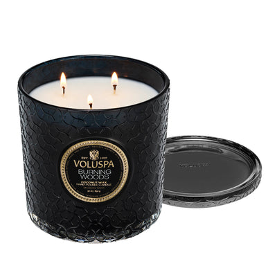 Voluspa 3-Docht Duftkerze Burning Woods | Luxe Candle 850 Gr.