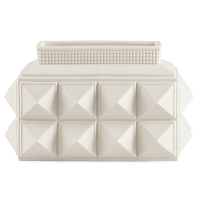 Jonathan Adler Porzellan Vase Charade Studded Low | Mattweiß