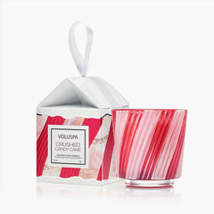 Voluspa Mini-Duftkerze Crushed Candy Cane in Ornament-Geschenkbox | Holiday Collection
