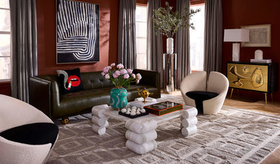 Jonathan Adler Ledersofa Claridge | Olive