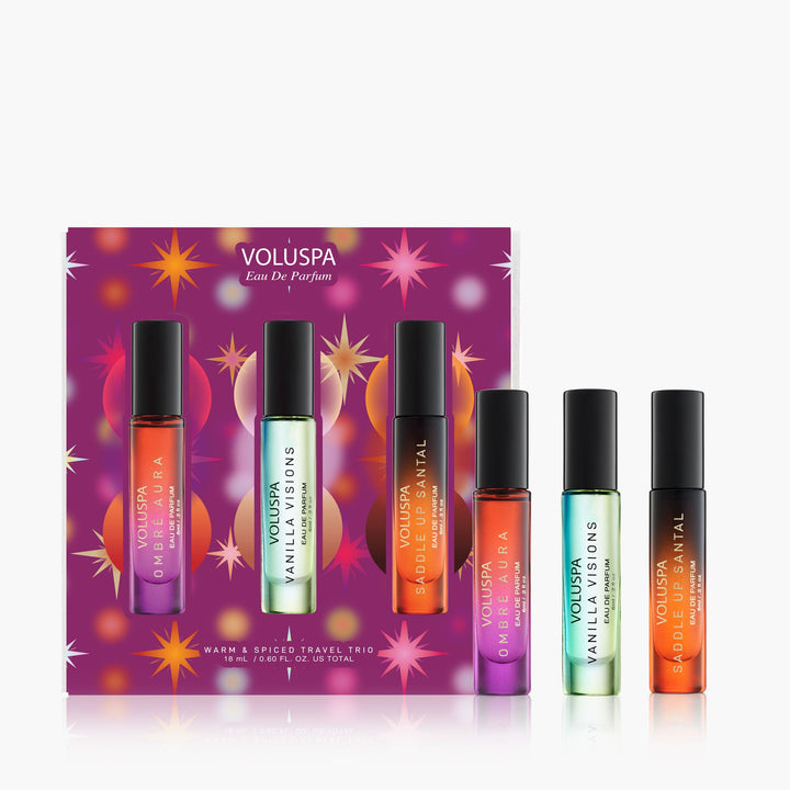 Voluspa Eau de Parfum Geschenkset Warm & Spiced mit drei Travel-Größen